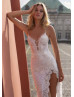 Ivory Beaded Lace Slit Wedding Dress